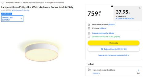 Lampa sufitowa Philips Hue White Ambiance Enrave średnia Biały Lampa sufitowa Philips Hue White Ambiance Enrave średnia Biały