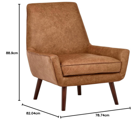 Amazon Brand Rivet Jamie Skórzany Fotel Akcentowy - Kolor Koniak Amazon Brand Rivet Jamie Skórzany Fotel Akcentowy - Kolor Koniak