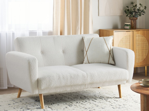 Sofa dwuosobowa boucle biała FLORLI Beliani Sofa dwuosobowa boucle biała FLORLI Beliani