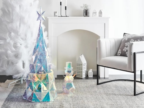 Beliani ICELAND Dekoracja ogrodowa LED Choinka 120 cm Kolorowa