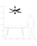 Beliani LOUVET Czarny Wentylator Sufitowy z Oświetleniem LED i Pilotem 108 cm