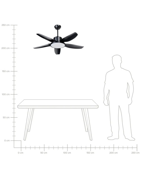 Beliani LOUVET Czarny Wentylator Sufitowy z Oświetleniem LED i Pilotem 108 cm