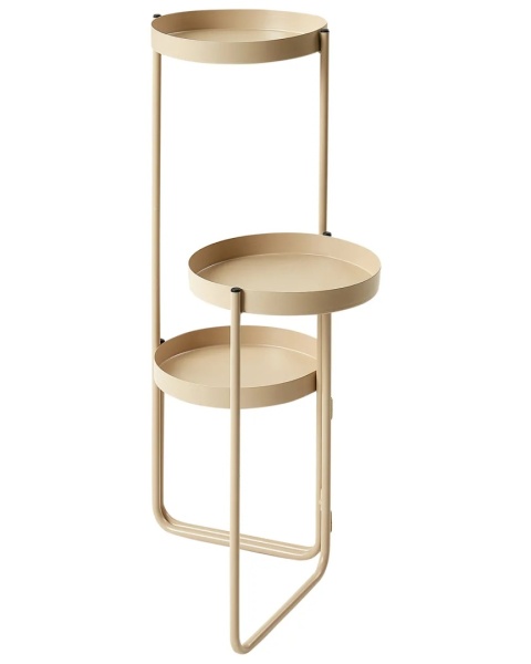 Beliani Stojak na kwiaty FRAGARIA metalowy 3-poziomowy beżowy 42 cm