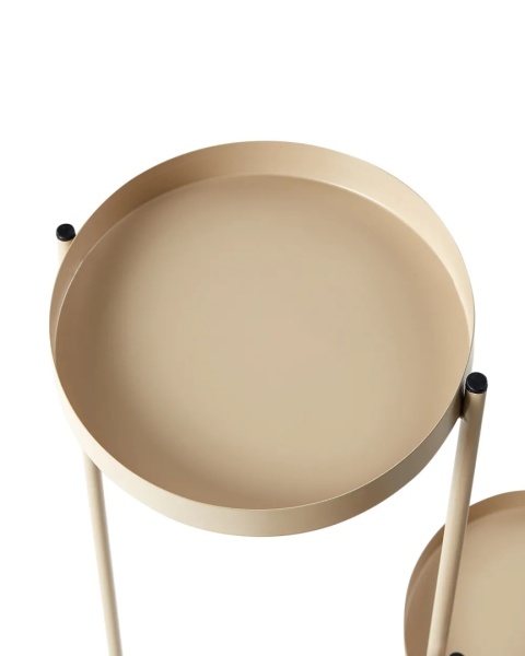 Beliani Stojak na kwiaty FRAGARIA metalowy 3-poziomowy beżowy 42 cm