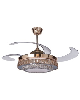 Beliani Wentylator sufitowy z lampą LED złoty ASHLEY glamour z pilotem