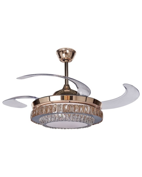 Beliani Wentylator sufitowy z lampą LED złoty ASHLEY glamour z pilotem