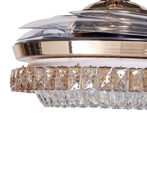 Beliani Wentylator sufitowy z lampą LED złoty ASHLEY glamour z pilotem