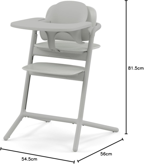 Cybex Gold LEMO 3w1 Krzesełko do Karmienia Rosnące Suede Grey – Zestaw z Baby Set i Tacką