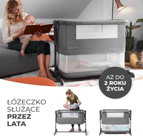 Łóżeczko Dostawne 3w1 Kinderkraft NESTE GROW – Jasnoszary