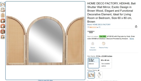 Lustro Ścienne z Okiennicami Bali Shutter – Drewniane – Home Deco Factory