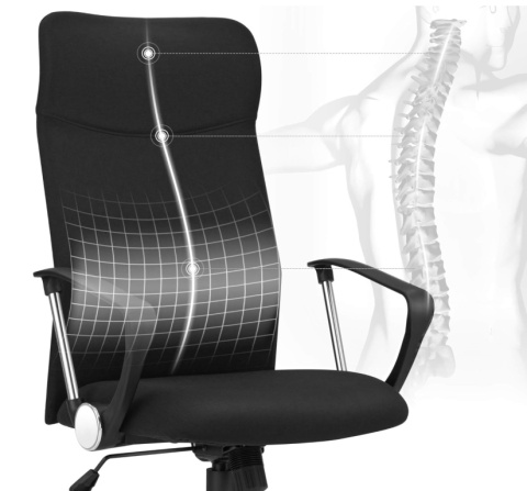 Ergonomiczny Fotel Biurowy SONGMICS OBN034B01 – Czarny – 120 kg