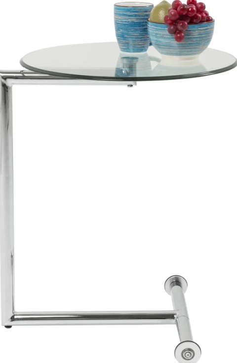 Stolik pomocniczy Easy Living Ø46 cm – Transparentno-Srebrny – KARE DESIGN