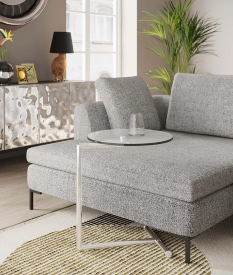 Stolik pomocniczy Easy Living Ø46 cm – Transparentno-Srebrny – KARE DESIGN