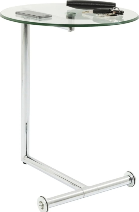 Stolik pomocniczy Easy Living Ø46 cm – Transparentno-Srebrny – KARE DESIGN