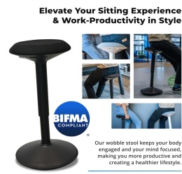 Ergonomiczny Stołek Biurowy Backerz – Aktywne Siedzenie – Czarny Mat