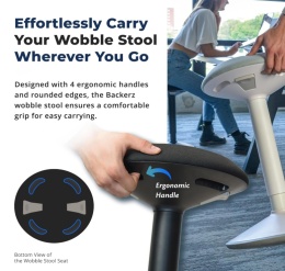 Wysoki Stołek Ergonomiczny Backerz – Aktywne Siedzenie – 55-80 cm – Czarny Mat