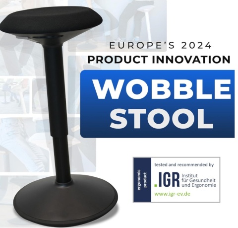 Wysoki Stołek Ergonomiczny Backerz – Aktywne Siedzenie – 55-80 cm – Czarny Mat