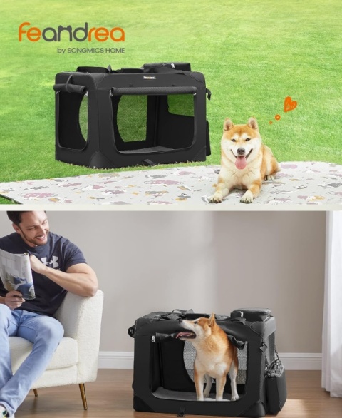 Składany Transporter dla Psa i Kota Feandrea – 70x52x52 cm – Czarny