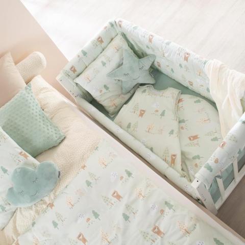 Roba Woodland Buddies Kołyska Dostawna 4w1 90x45 cm Biała z Materacem i Baldachimem