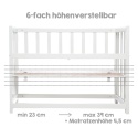 Roba Woodland Buddies Kołyska Dostawna 4w1 90x45 cm Biała z Materacem i Baldachimem