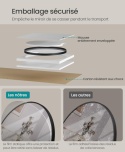 Okrągłe Lustro Ścienne SONGMICS – 50 cm – Czarna Rama Aluminiowa