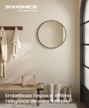 Okrągłe Lustro Ścienne SONGMICS – 50 cm – Czarna Rama Aluminiowa