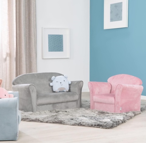 Dziecięca Sofa Welurowa Roba Lil Sofa – 2-osobowa – Srebrnoszara