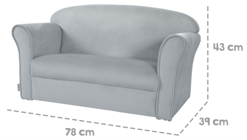 Dziecięca Sofa Welurowa Roba Lil Sofa – 2-osobowa – Srebrnoszara