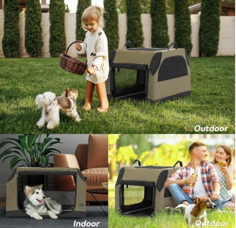 Przenośna Klatka Materiałowa dla Psa Petsfit L – 91 cm – Zielono-Czarna