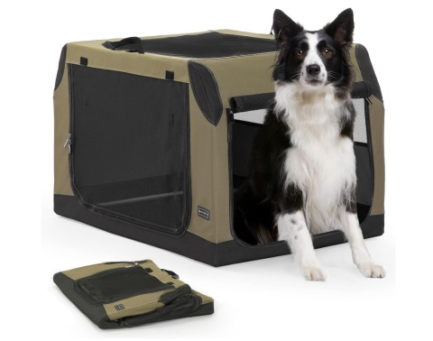 Przenośna Klatka Materiałowa dla Psa Petsfit L – 91 cm – Zielono-Czarna