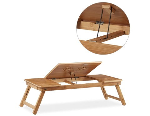 Bambusowy Stolik pod Laptopa Relaxdays XL – Regulowany – Brązowy