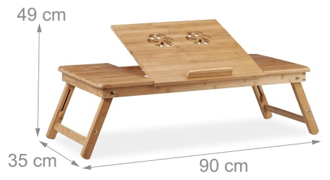 Bambusowy Stolik pod Laptopa Relaxdays XL – Regulowany – Brązowy