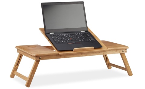 Bambusowy Stolik pod Laptopa Relaxdays XL – Regulowany – Brązowy