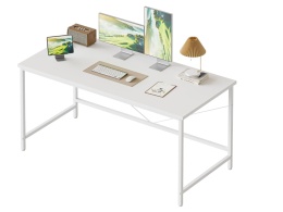 Minimalistyczne Biurko Komputerowe Mericonia – 100x50 cm – Białe z Półką