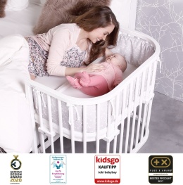 Babybay Maxi Comfort Plus – Łóżeczko Dostawne 3w1 – Lite Drewno Bukowe – White