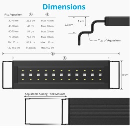 Lampa Akwariowa LED NICREW C10 24/7 – Pełne Spektrum – Timer – 88-115 cm – 24W