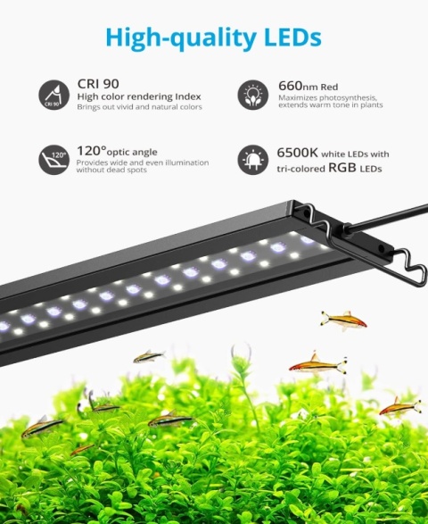 Lampa Akwariowa LED NICREW C10 24/7 – Pełne Spektrum – Timer – 88-115 cm – 24W
