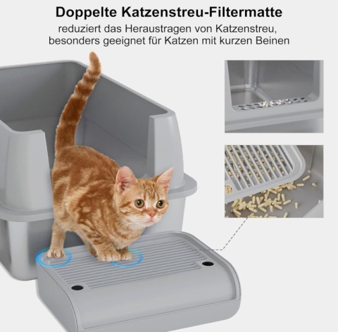 Luksusowa Kuweta XXL dla Kota – Stal Nierdzewna – Zamknięta z Filtrem Węglowym – 60L