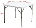 Kwadratowy Stół Składany HollyHOME 87x87 cm – Mobilny – HDPE & Żelazo