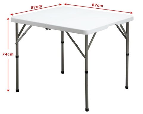 Kwadratowy Stół Składany HollyHOME 87x87 cm – Mobilny – HDPE & Żelazo