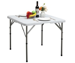 Kwadratowy Stół Składany HollyHOME 87x87 cm – Mobilny – HDPE & Żelazo