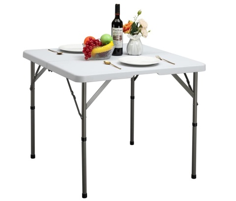 Kwadratowy Stół Składany HollyHOME 87x87 cm – Mobilny – HDPE & Żelazo