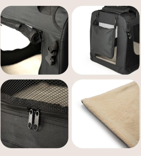 Składany Transporter dla Psa lionto | 82x58x58 cm | do 18 kg | Czarny