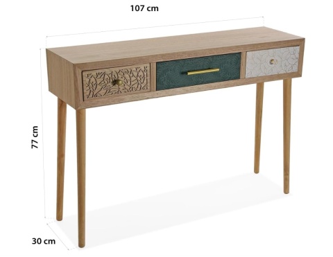 Wąska Konsola do Przedpokoju Versa Bridge – 107 cm – 3 Szuflady – Rustykalny Styl