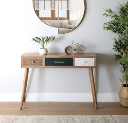 Wąska Konsola do Przedpokoju Versa Bridge – 107 cm – 3 Szuflady – Rustykalny Styl