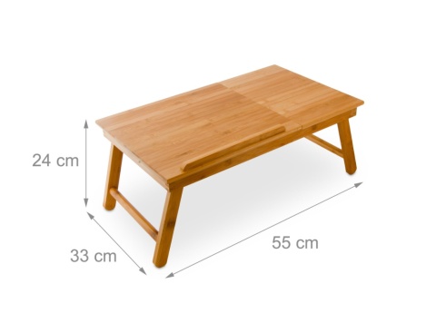 Bambusowy Stolik pod Laptopa i Taca Śniadaniowa – Regulowany | Szuflada | Relaxdays