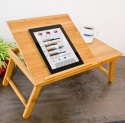 Bambusowy Stolik pod Laptopa i Taca Śniadaniowa – Regulowany | Szuflada | Relaxdays