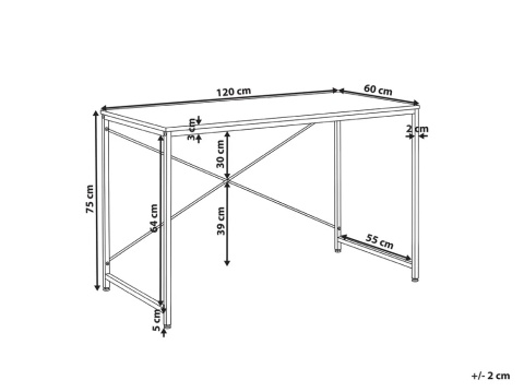 Beliani Andaste Biurko 120x60 cm Czarny – MDF, Metal, Industrialny Styl