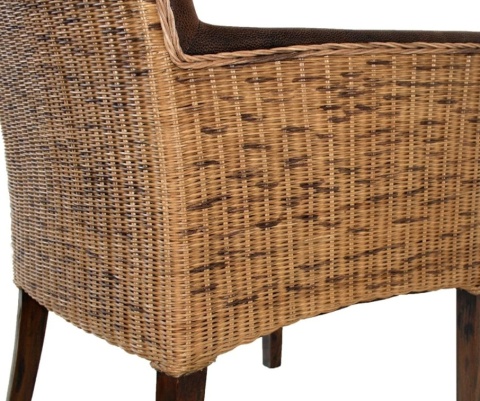 Krzesło Rattanowe Bilbao | Tapicerka Prairie Brown | Styl Kolonialny