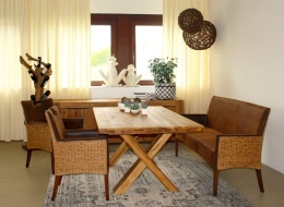 Krzesło Rattanowe Bilbao | Tapicerka Prairie Brown | Styl Kolonialny